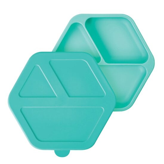 Assiette ventouse silicone & Couvercle Mint  de Tiny Twinkle