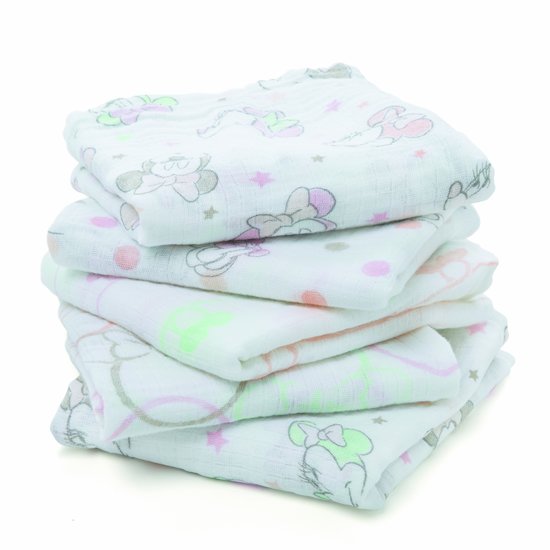 Lot de 5 Langes Musy 60x60 Minnie Bubble  de aden + anais essentials