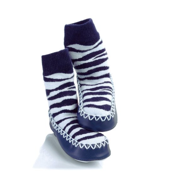 Chaussons semelle cuir Bleu Marine 6-12 mois de Mocc Ons