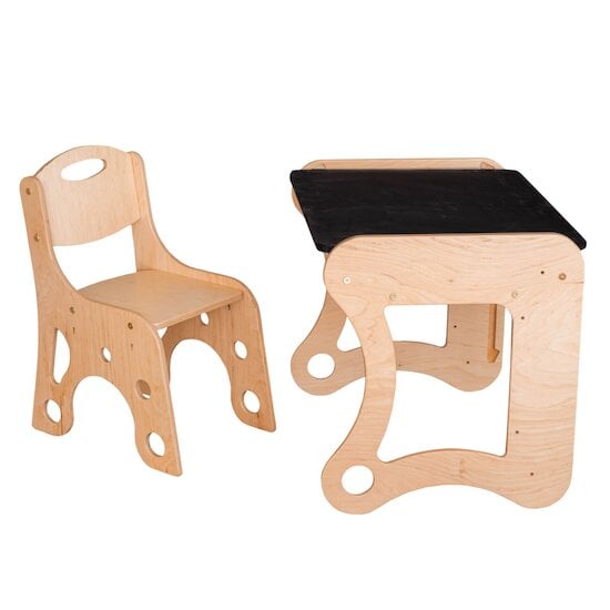 Bueau et chaise Montessori Naturel  de Wood and Hearts