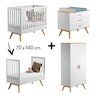 Chambre Nautis Complète : Lit évolutif 70 x 140 cm + Armoire + Commode + Plan à langer
