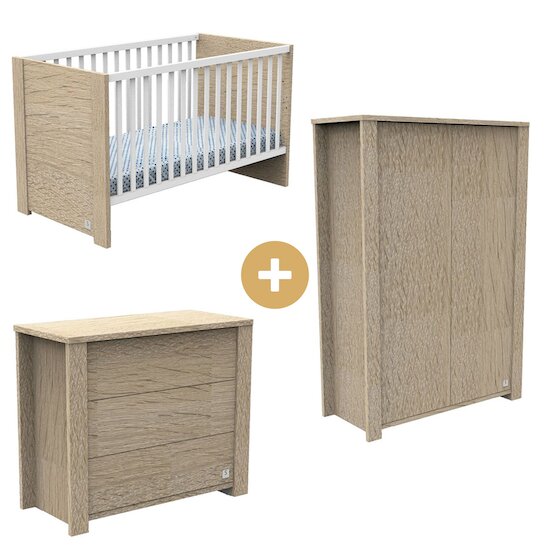 Chambre Antonin : Lit 60x120 + Commode + Armoire   de Sauthon Baby's Sweet Home Chambre Antonin : Lit 60x120 + Commode + Armoire   de Sauthon Baby's Sweet Home