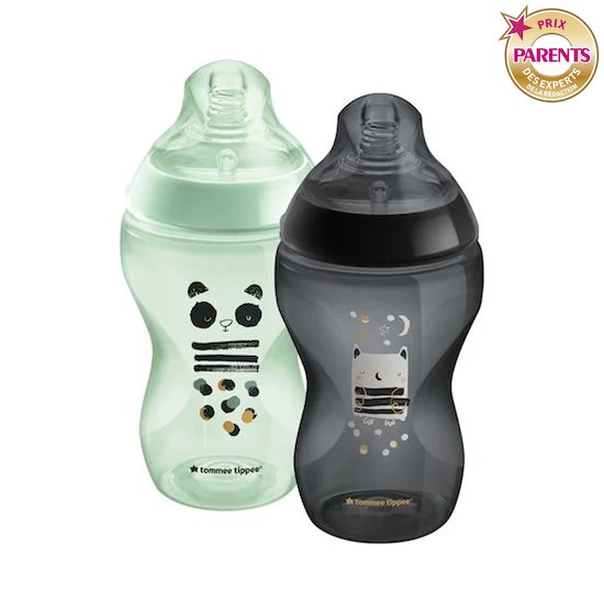 Lot de 2 biberons Closer to Nature décorés Bleu 340 ml de Tommee Tippee