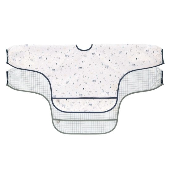 Lot de 2 bavoirs manches longues avec poche  Lot de 2 bavoirs manches longues avec poche
