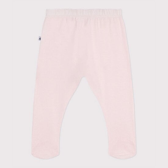 Pantalon à pied naissance en coton uni Rose Fleur  de Petit Bateau