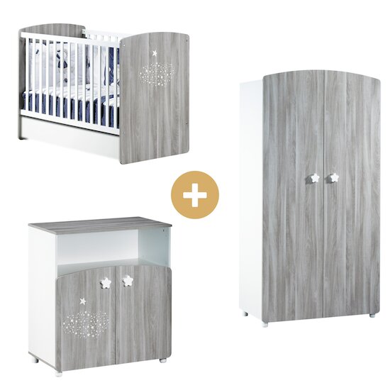 Chambre Hugo : Lit 60x120 + armoire + commode   de Sauthon Baby's Sweet Home Chambre Hugo : Lit 60x120 + armoire + commode   de Sauthon Baby's Sweet Home