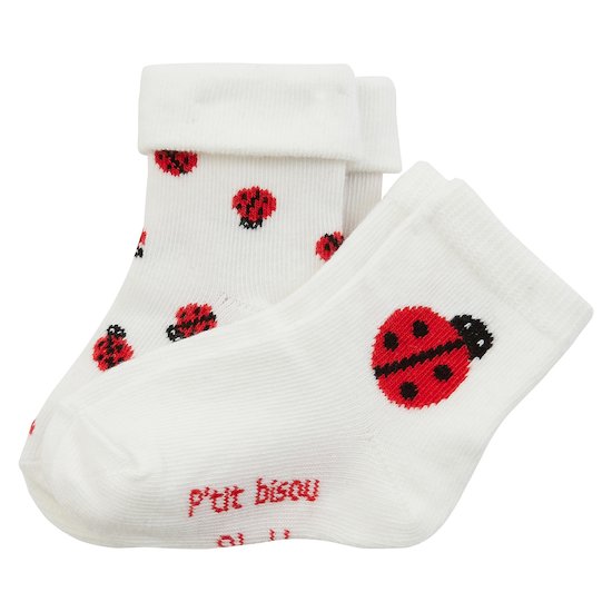 Lot 2 paires de chaussettes Panda & Coccinelle Ecru  de P'tit bisou