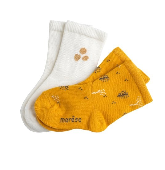 Safran & Cie Lot 2 Paires de chaussettes Écru / Moutarde 13/14 de Marèse