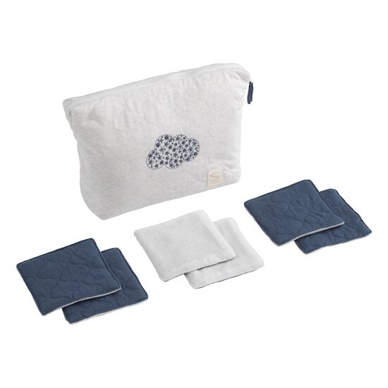 Trousse de toilette + 6 carrés éponge Petit Nuage   de Sauthon Baby Déco