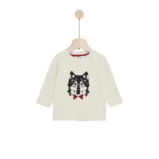 Mon Grand Loup Tee-shirt manches longues Ecru Smoked 6 mois de Marèse