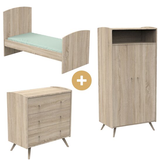 Chambre Access : Lit bébé évolutif 70 x 140 cm + Armoire + Commode   de Sauthon Baby's Sweet Home Chambre Access : Lit bébé évolutif 70 x 140 cm + Armoire + Commode   de Sauthon Baby's Sweet Home