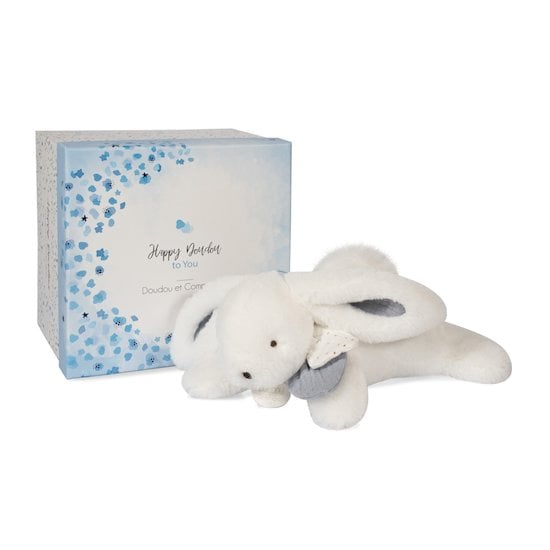 Pantin pompon Happy Glossy blanc  de Doudou et Compagnie