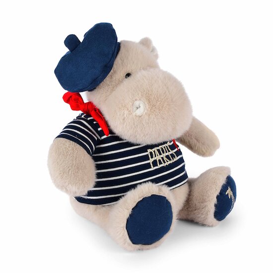 Hippopotame en peluche avec béret et marinière  26 cm de Doudou et Compagnie Hippopotame en peluche avec béret et marinière  26 cm de Doudou et Compagnie