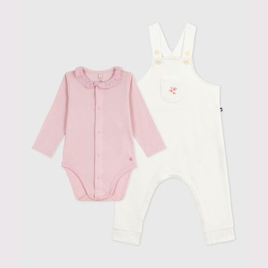 Ensemble salopette bébé en coton uni et détails raffinés Milk / Joli  de Petit Bateau