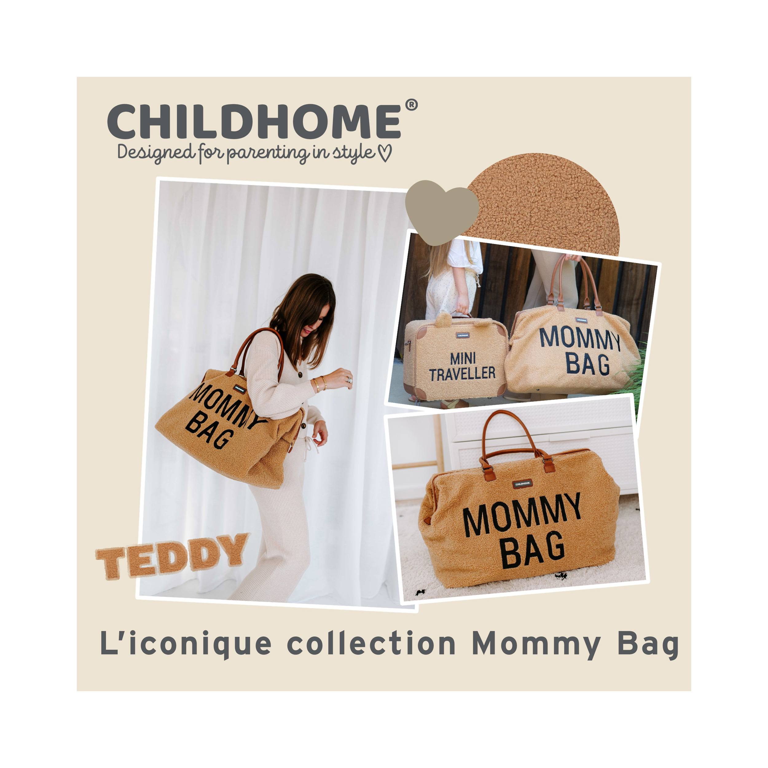 Childhome - Sac à langer Mommy Bag - Teddy beige - Le Petit Zèbre