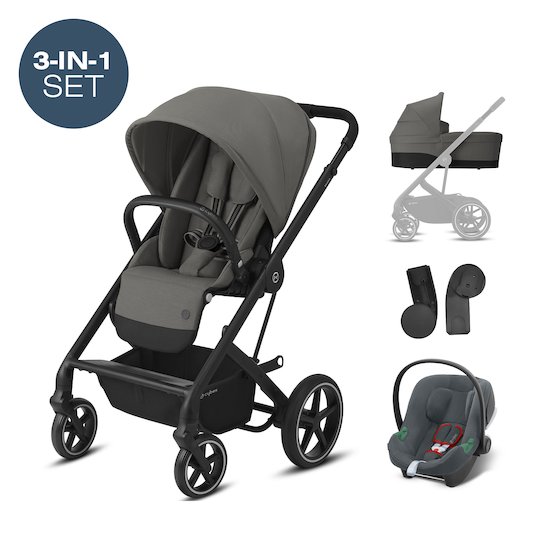 Poussette Cybex Gold Balios S 2en1, naissance à 22 kg, châssis noir