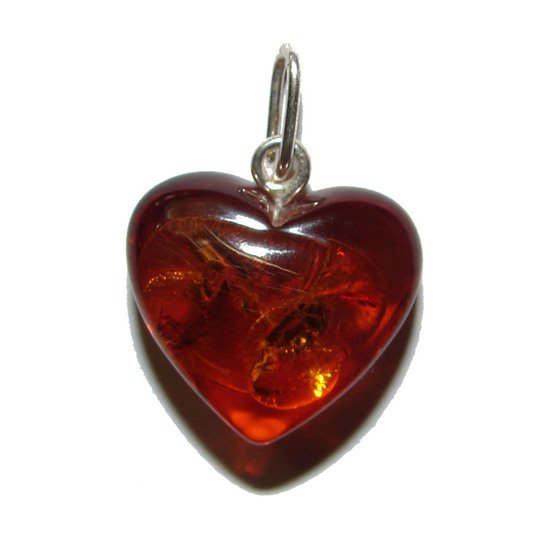 Pendentif coeur en ambre Cognac  de Histoire d'Ambre