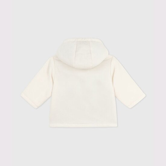 Veste bébé ouatinée en velours brodé et doublure milleraies Milk  de Petit Bateau