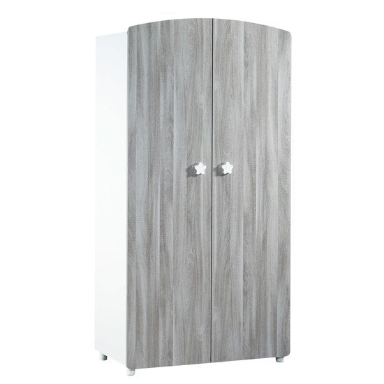 Hugo armoire 2 portes Gris / Blanc  de Sauthon Baby's Sweet Home