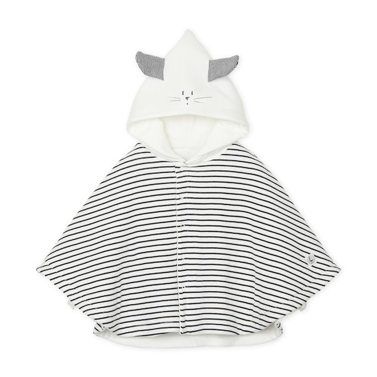 Cape à capuche en côte Smoking / Marshmallow Taille unique de Petit Bateau