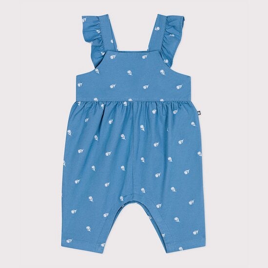 Salopette en coton jambes longues brodée de fleurs Alaska  de Petit Bateau