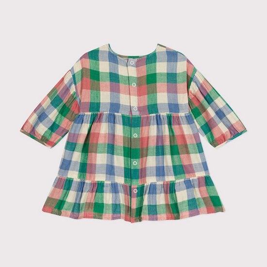 Robe manches longues en gaze de coton Blanc avalanche / Multicolore  de Petit Bateau