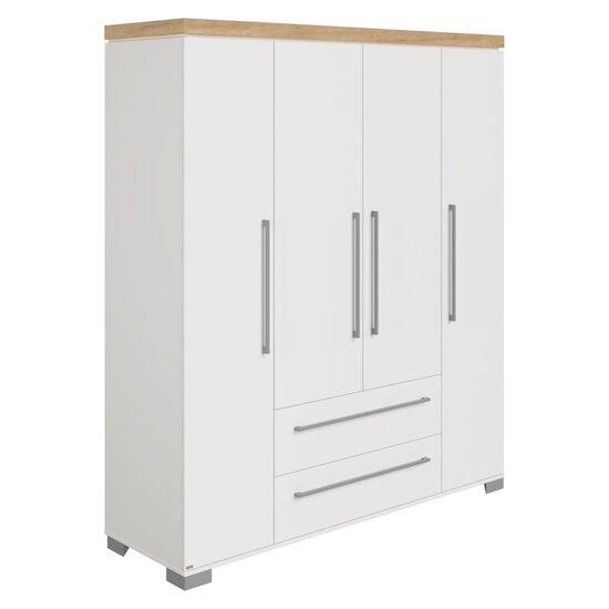 Kira Armoire 4 portes 2 tiroirs Blanc craie / Chêne Nebraska  de Paidi