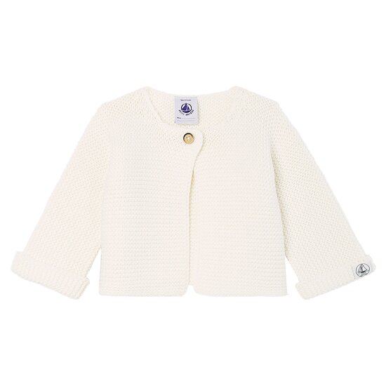 Cardigan bébé en tricot de coton Marshmallow Naissance de Petit Bateau