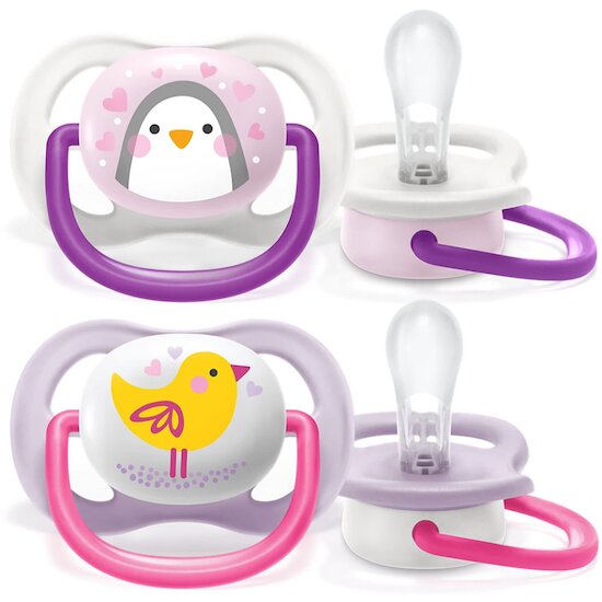 Lot de 2 sucettes Ultra Air Animaux Aléatoire 0-6 mois de Philips AVENT