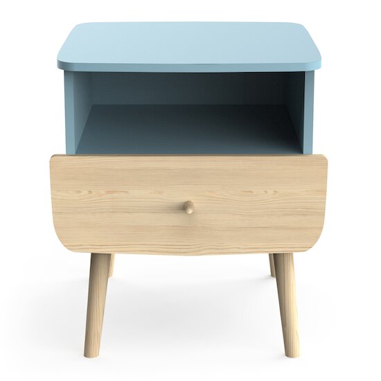 Firmiana Table de Chevet Bleu Orage / Bois Naturel  de CBA Meubles Firmiana Table de Chevet Bleu Orage / Bois Naturel  de CBA Meubles