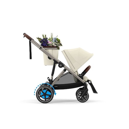 Poussette e-Gazelle S + Panier shopping Châssis Taupe - Seashell Beige  de CYBEX