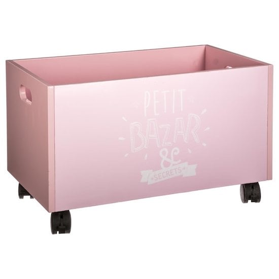 Coffre à jouets à roulettes Rose de Atmosphera Aubert Dernière chance sur la Puériculture !