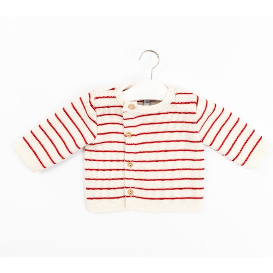 Cardigan Petits Marins Ecru/rouge  de La Manufacture de Layette