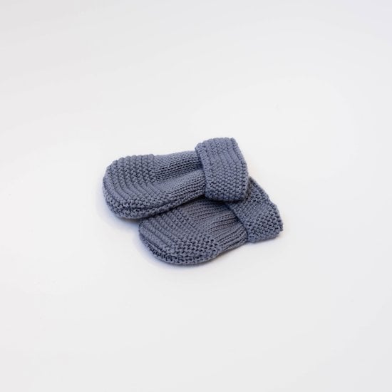 Moufles Tricot Petits Chats Bleu Orage Taille unique de La Manufacture de Layette