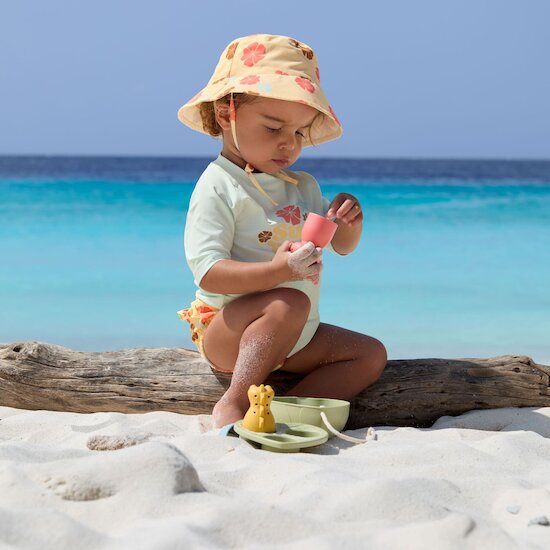 T-shirt de bains à manches courtes Fleurs vert  de Lässig