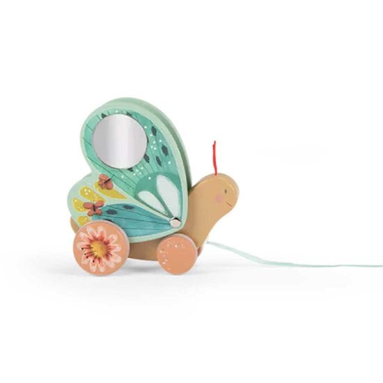 Trois petits lapins Papillon à tirer Vert  de Moulin Roty