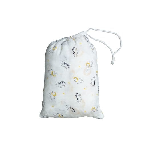 Pluche et Pompon lot de 2 draps housse coton bio Blanc/Jaune  de Sauthon Baby's Sweet Home