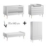 Chambre Bosque New Complète : Lit évolutif 70 x 140 cm + Armoire + Commode + Plan à langer