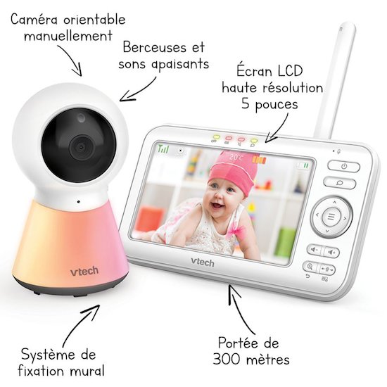 Babyphone nomade blanc moniteur bébé avec interphone bidirectionnel avidsen  123203 ADVISEN