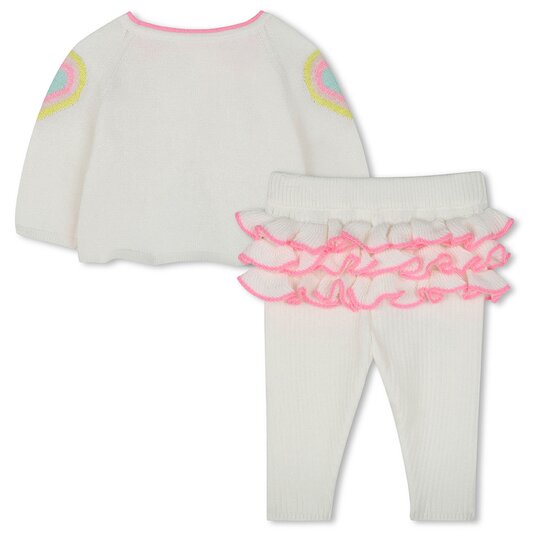 Ensemble Brassière + pantalon en tricot Ecru  de Billieblush Ensemble Brassière + pantalon en tricot Ecru  de Billieblush